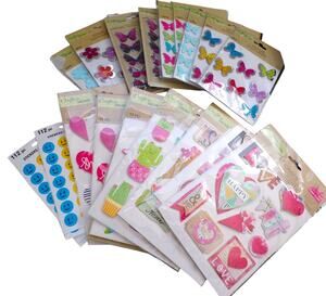 Crafter's Square Flower Butterfly Garden Cat Cactus Sticker Large Lot 20 Package